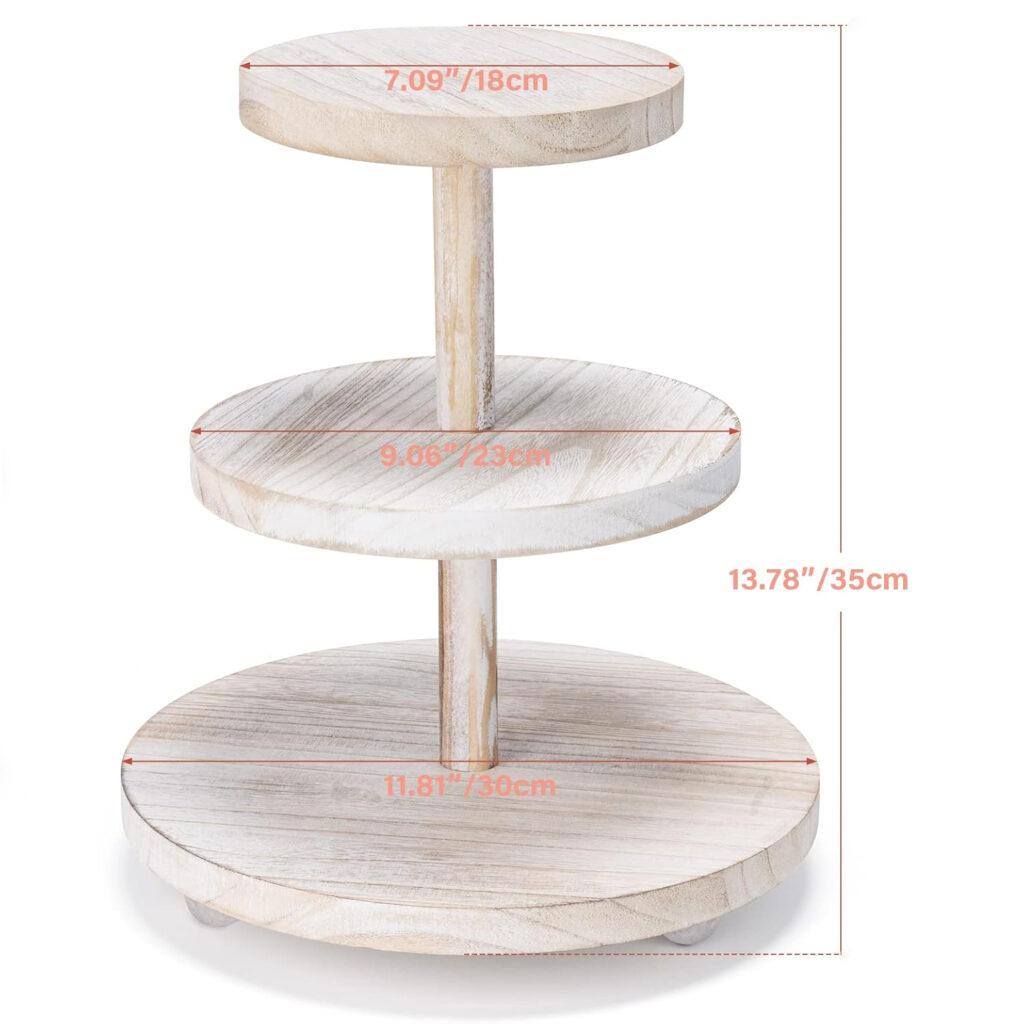 3 Tier Cupcake Stand Round Wood Cake Stand with Tiered Tray Decor Wood Cupcake Display Stand for Home Tea Party Birthday Wedding Farmhouse Decor
