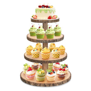 Wooden Cupcake Stand for 50 Cupcakes 4 Tier Dessert Tower Rustic Display for Wedding Birthday Baby Shower Decorations