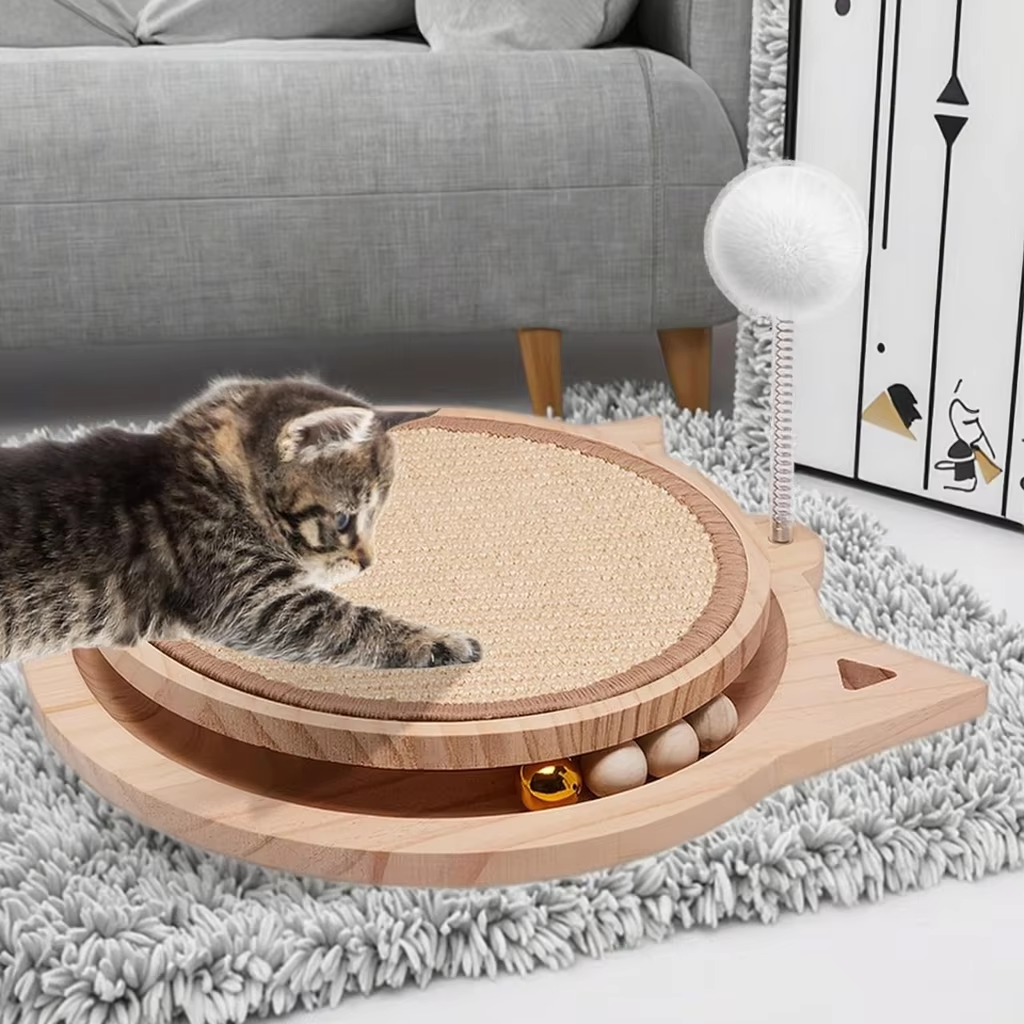 Natural Sisal Cat Scratcher, Round Cat Toys for Indoor Cats Interactive Toys with Ball Track Spring Ball - Image 7