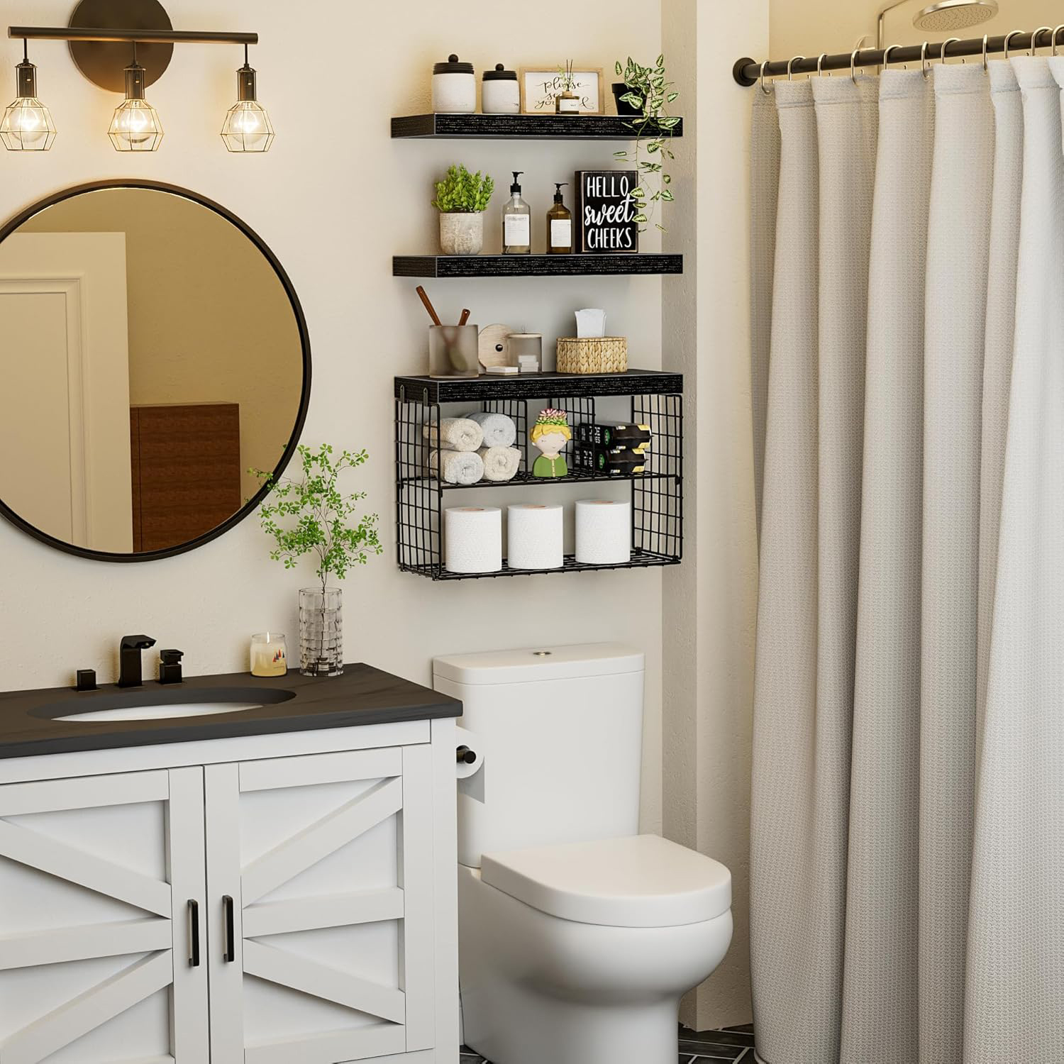 Bathroom Floating Shelves Over Toilet Storage 15.7 Inch Set of 3 Small Farmhouse Decor Shelves - Image 6