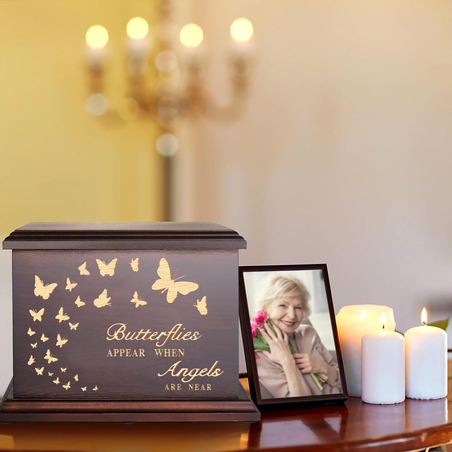 Memorial Urns for Human Ashes Adult Wooden Box and Casket for Ashes Men Women Child Large Burial Funeral Urns - Image 3