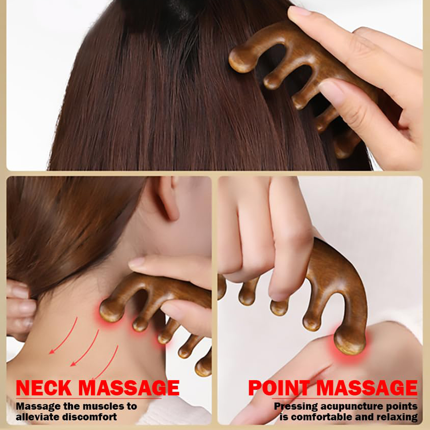 Wooden Scalp Massage Handmade 100% Natural Green Sandalwood Wide Tooth Combs Wood Massage Comb & Sandalwood Comb for Hair Care - Image 7