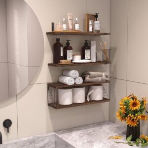 Dark Brown Wood Floating Frame for Bathroom 3+1 Floor Farmhouse/Countryside Style Wall Decoration Living Room Bedroom Kitchen