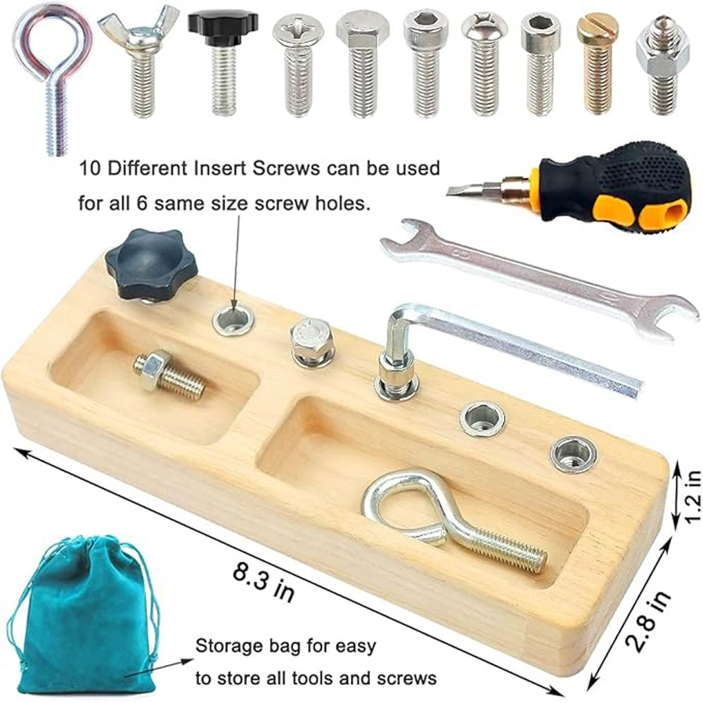 Montessori Screwdriver Board Set - 14-Piece Wooden Toy for Fine Motor Skills & Practical Life Learning for 3-5 Year Olds - Image 4