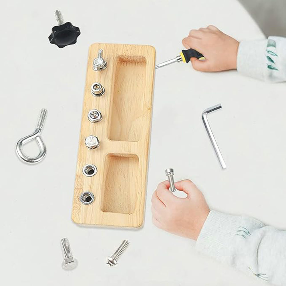 Montessori Screwdriver Board Set - 14-Piece Wooden Toy for Fine Motor Skills & Practical Life Learning for 3-5 Year Olds - Image 6