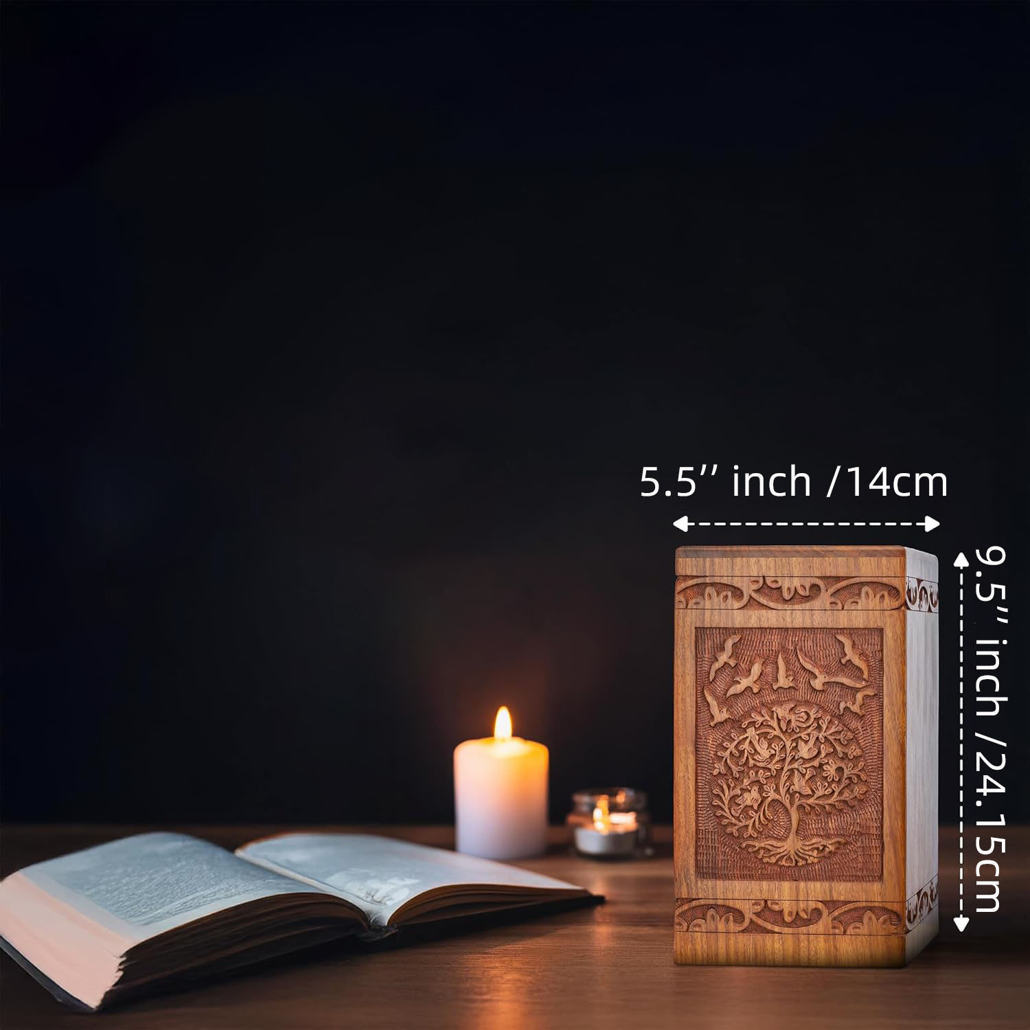 Tree of Life Wooden Urn for Ashes - Hand-Carved Symbolism, Holds up to 180 lb Adult, Decorative Memorial Chest - Image 7