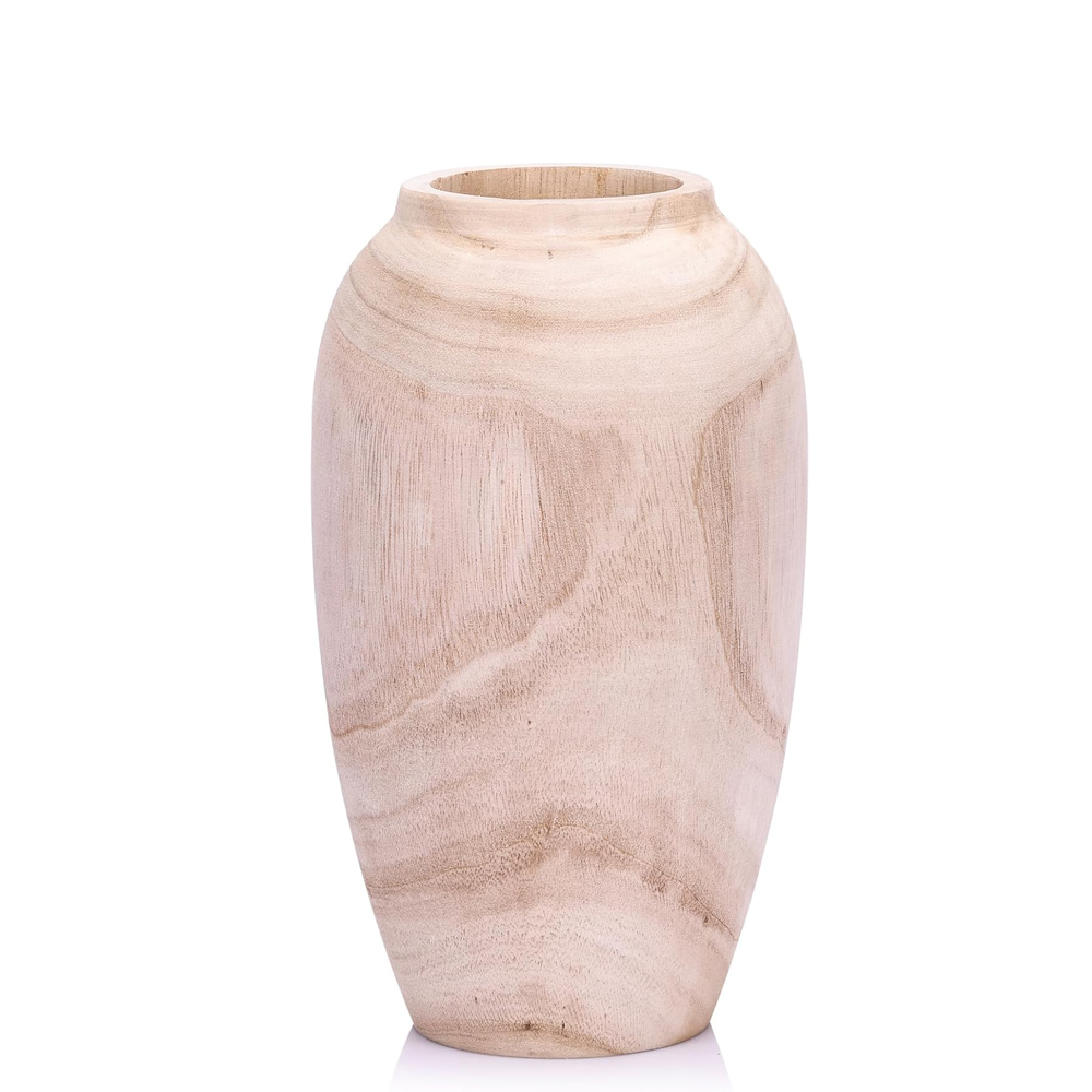Tall round wooden vase farmhouse decor