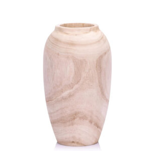 10.6" Tall Round Wooden Vase - Rustic Farmhouse Centerpiece for Home Decor, Handcrafted Floor & Table Vase