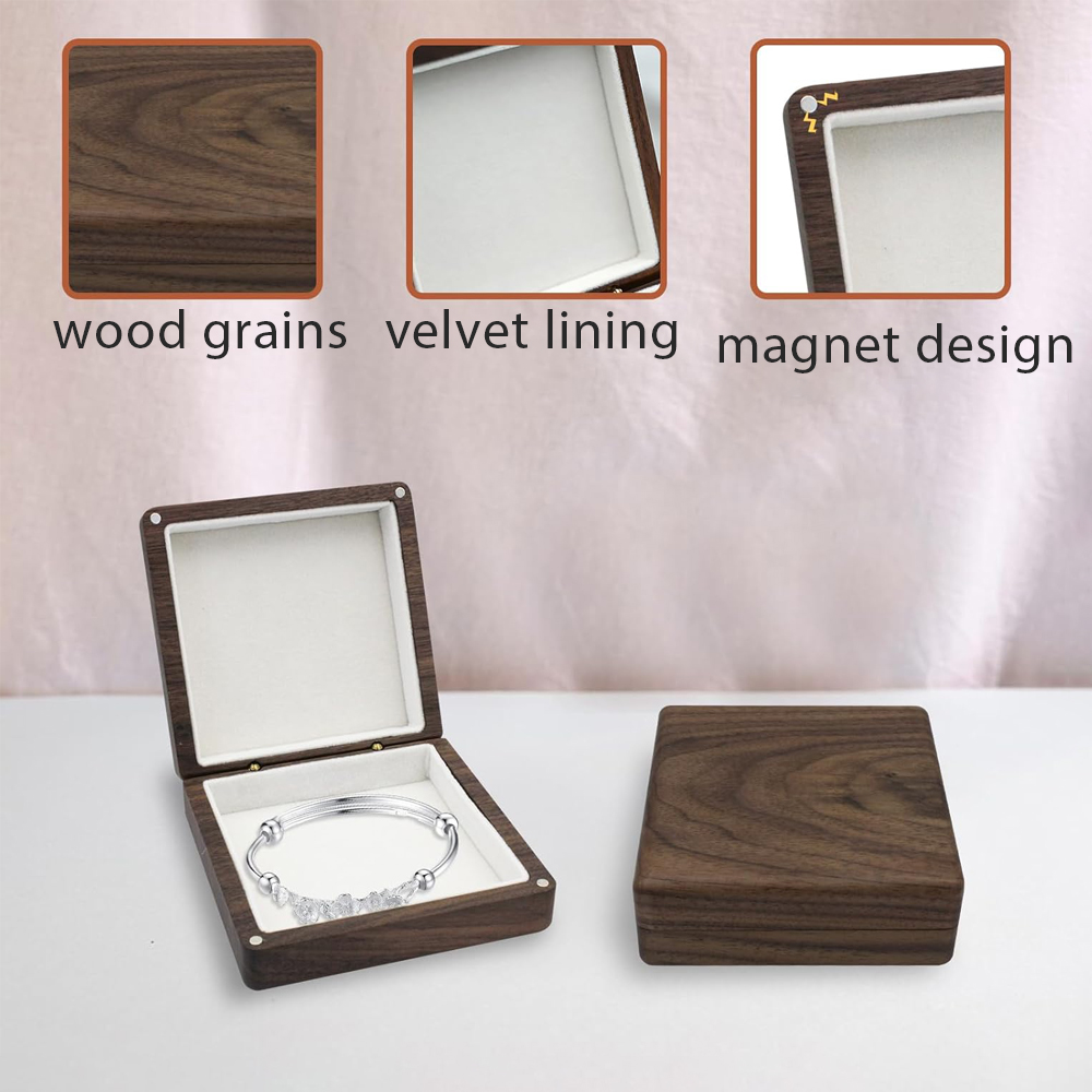 Vintage Jewelry Boxes square bracelet display case Jewelry gift box for bracelets Bracelet holder display wooden gift box - Image 5
