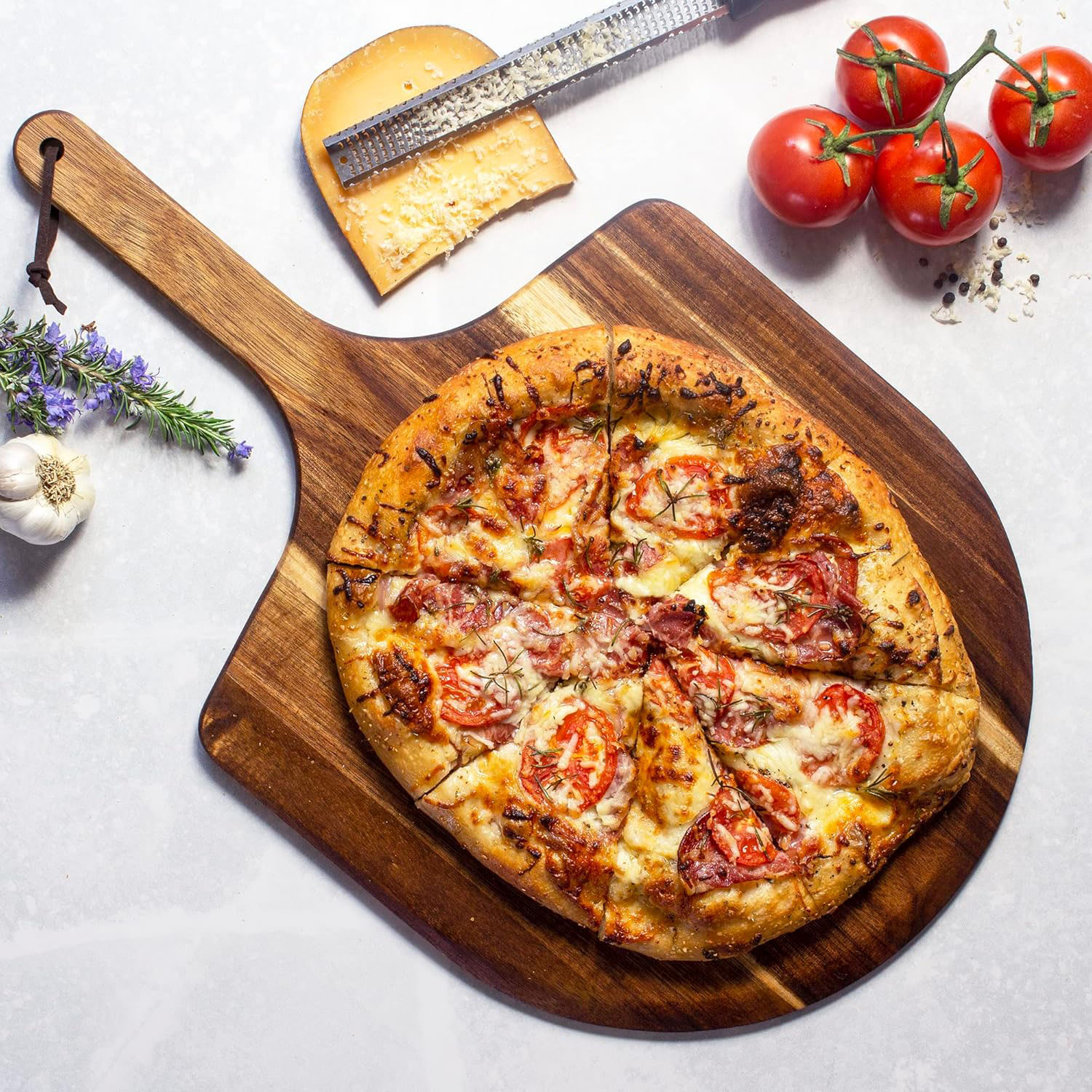 Acacia Wood Pizza Peel Wooden Pizza Paddle with Handle Pizza Board Accessories for Oven Pizza Peel 13.75" - Image 3