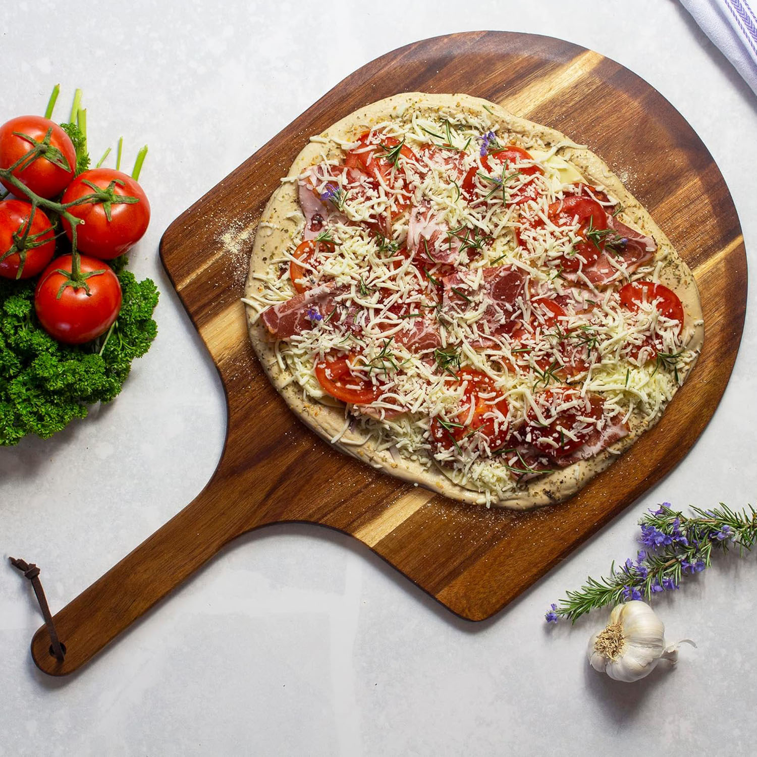 Acacia Wood Pizza Peel Wooden Pizza Paddle with Handle Pizza Board Accessories for Oven Pizza Peel 13.75" - Image 6