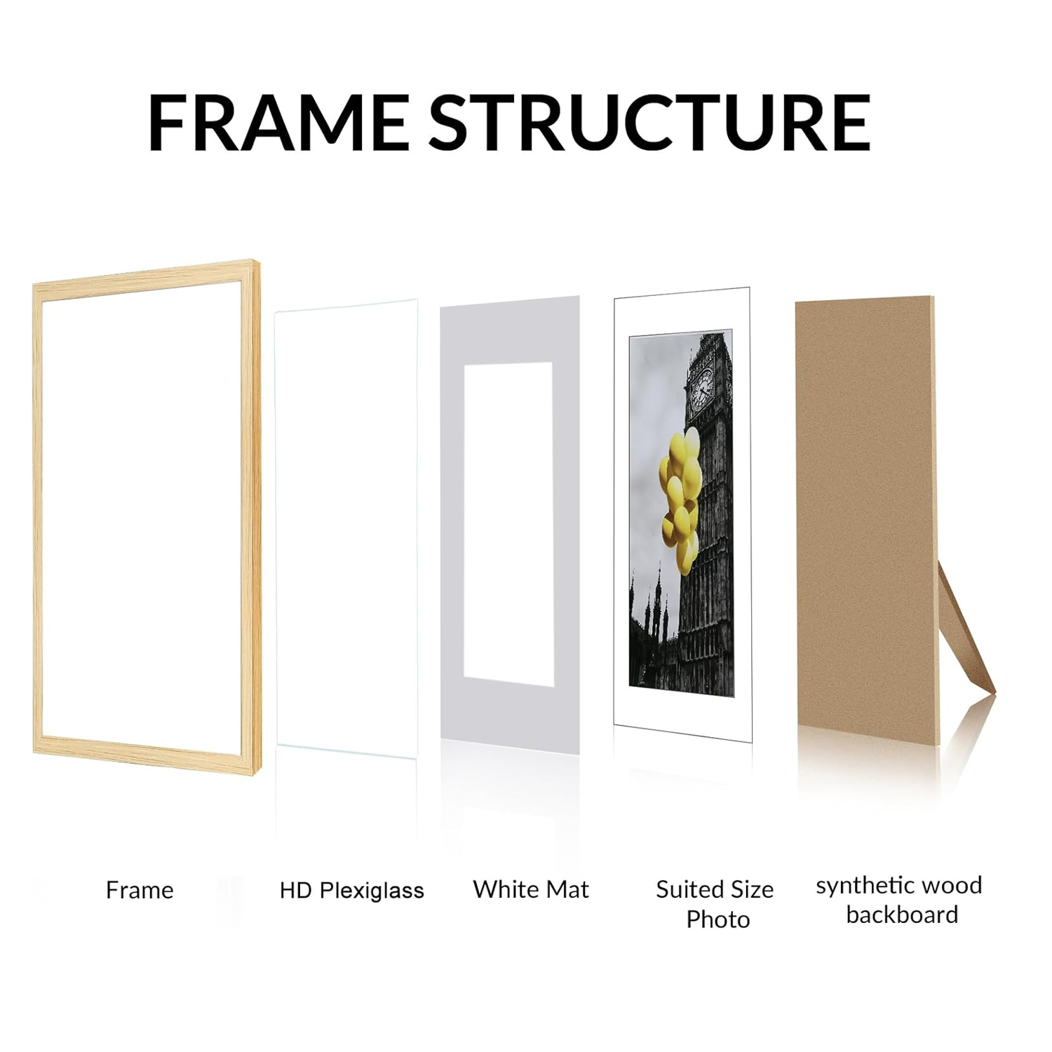 12x16 Inch Natural Wood Picture Frame Plexiglass Poster Frame for Wall or Tabletop Display - Image 4