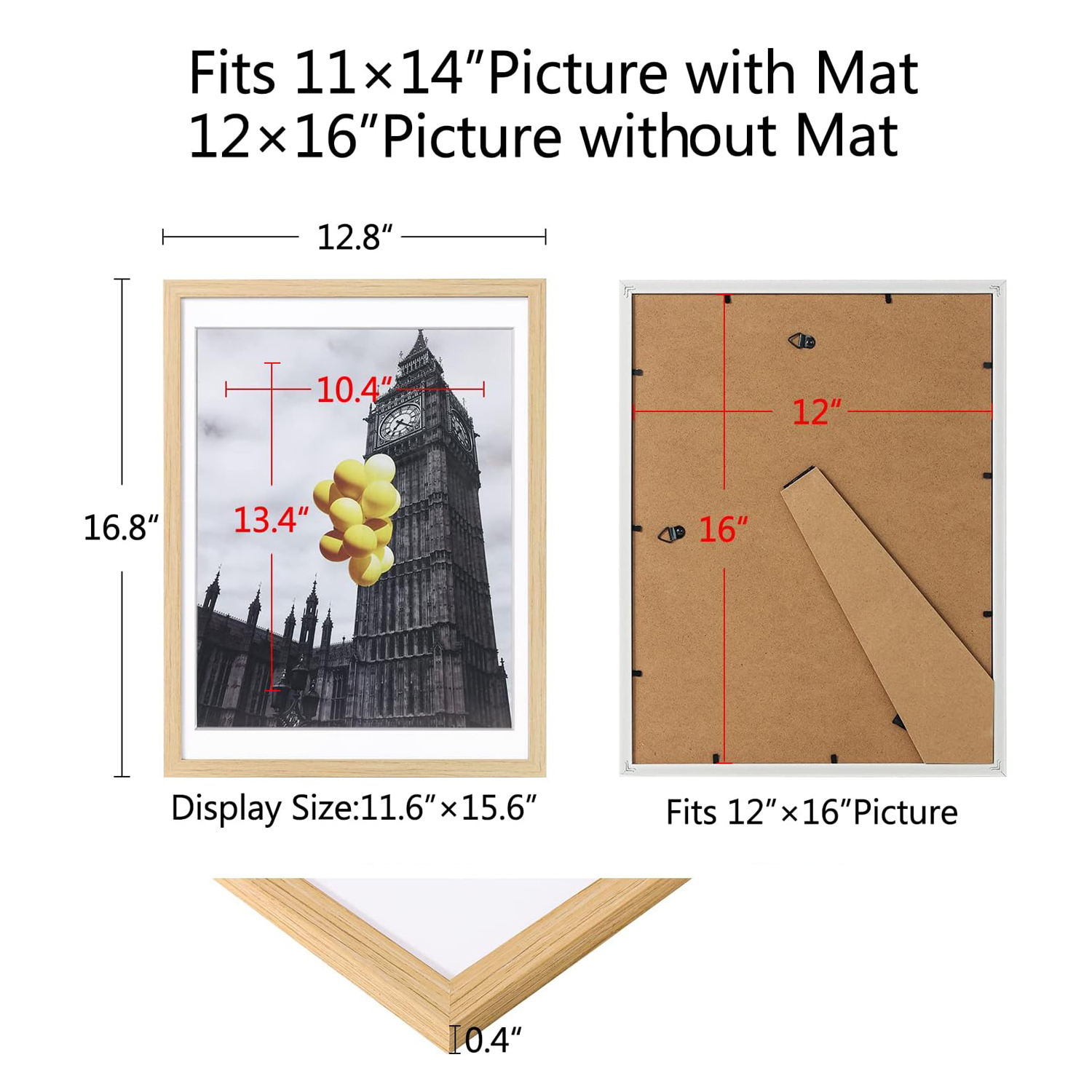 12x16 Inch Natural Wood Picture Frame Plexiglass Poster Frame for Wall or Tabletop Display - Image 6