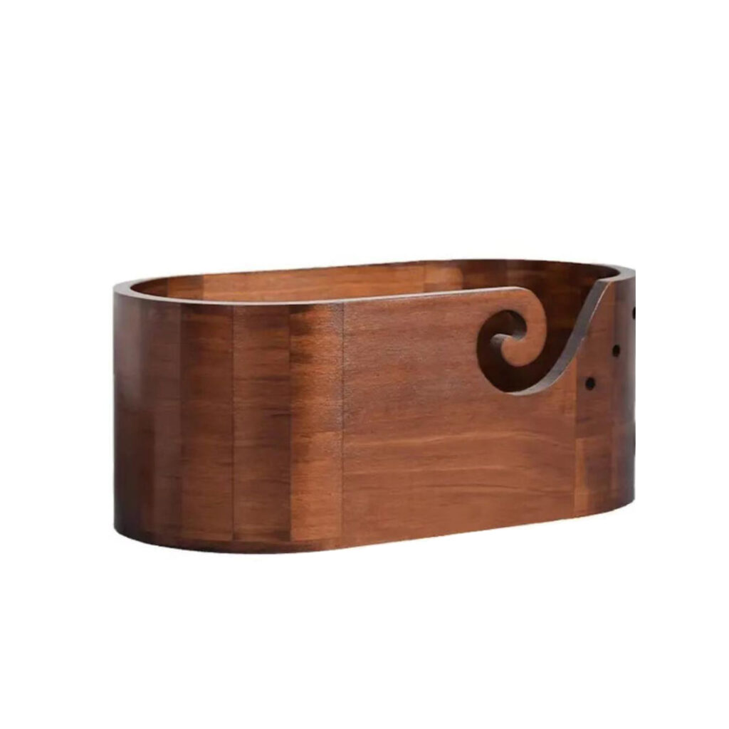 Large Handmade Wooden Yarn Bowl Portable Yarn Holder & Organizer for Knitting and Crocheting Supplies