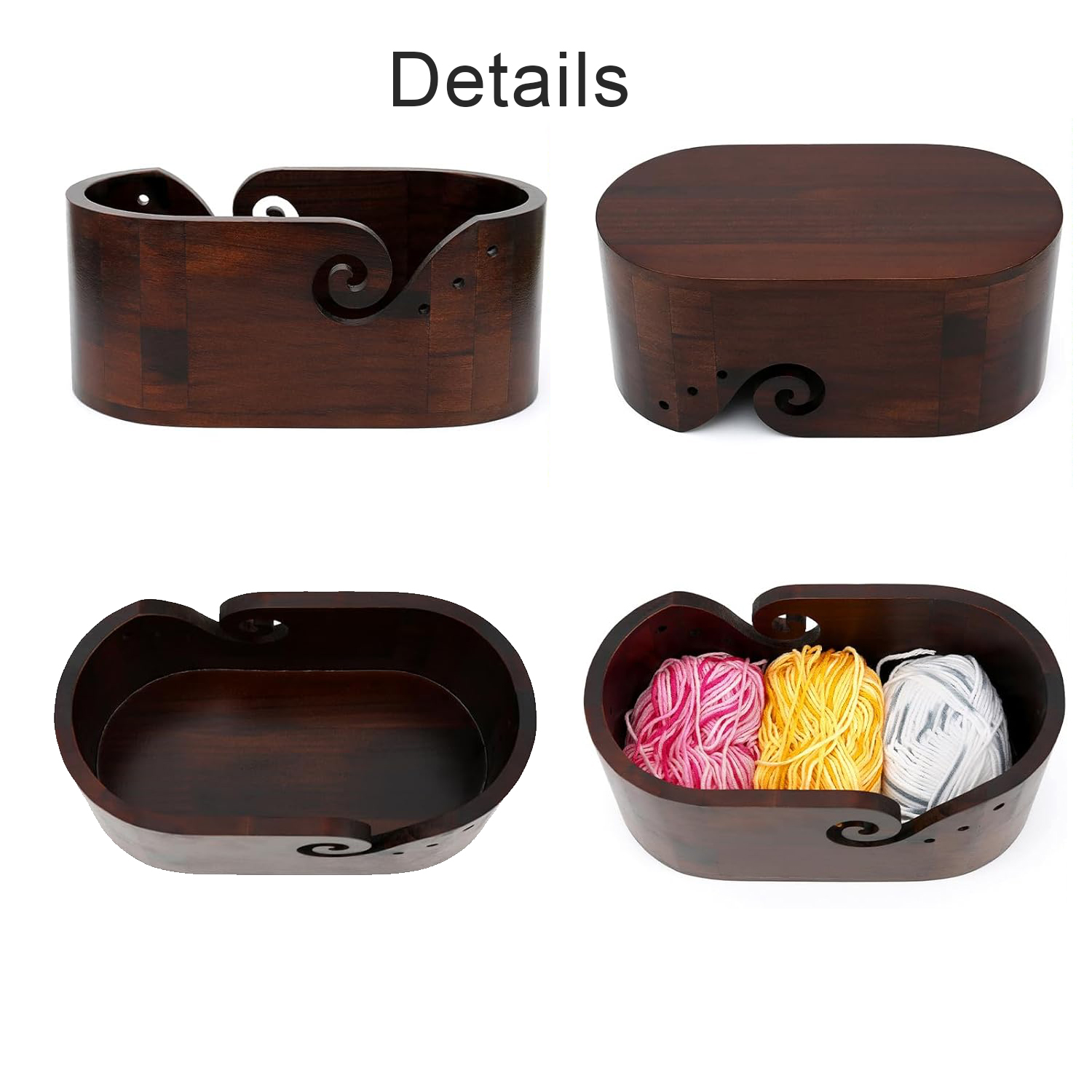 Handmade Farmhouse Yarn Bowl - Portable Wooden Knitting Gift for Women, Christmas & Birthday Present for Knitters - Image 4
