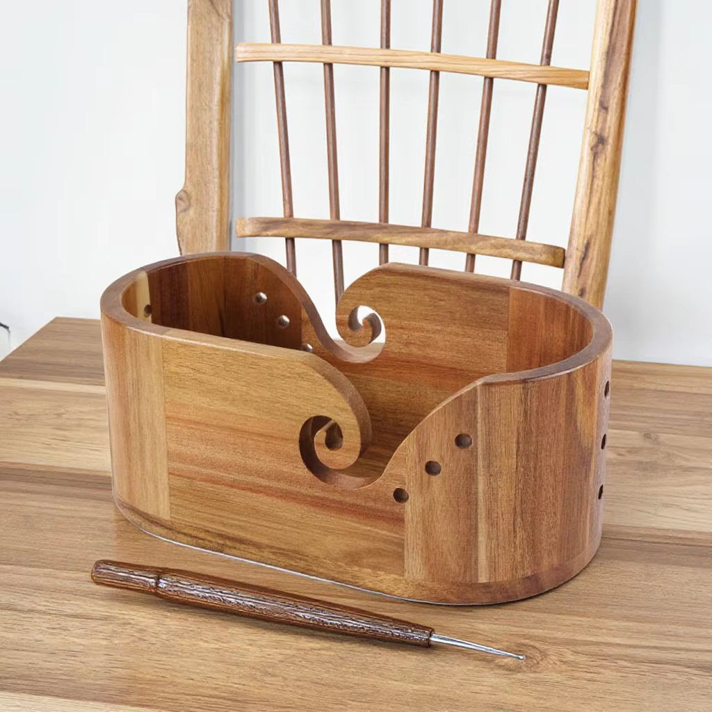 Handmade Farmhouse Yarn Bowl - Portable Wooden Knitting Gift for Women, Christmas & Birthday Present for Knitters - Image 7