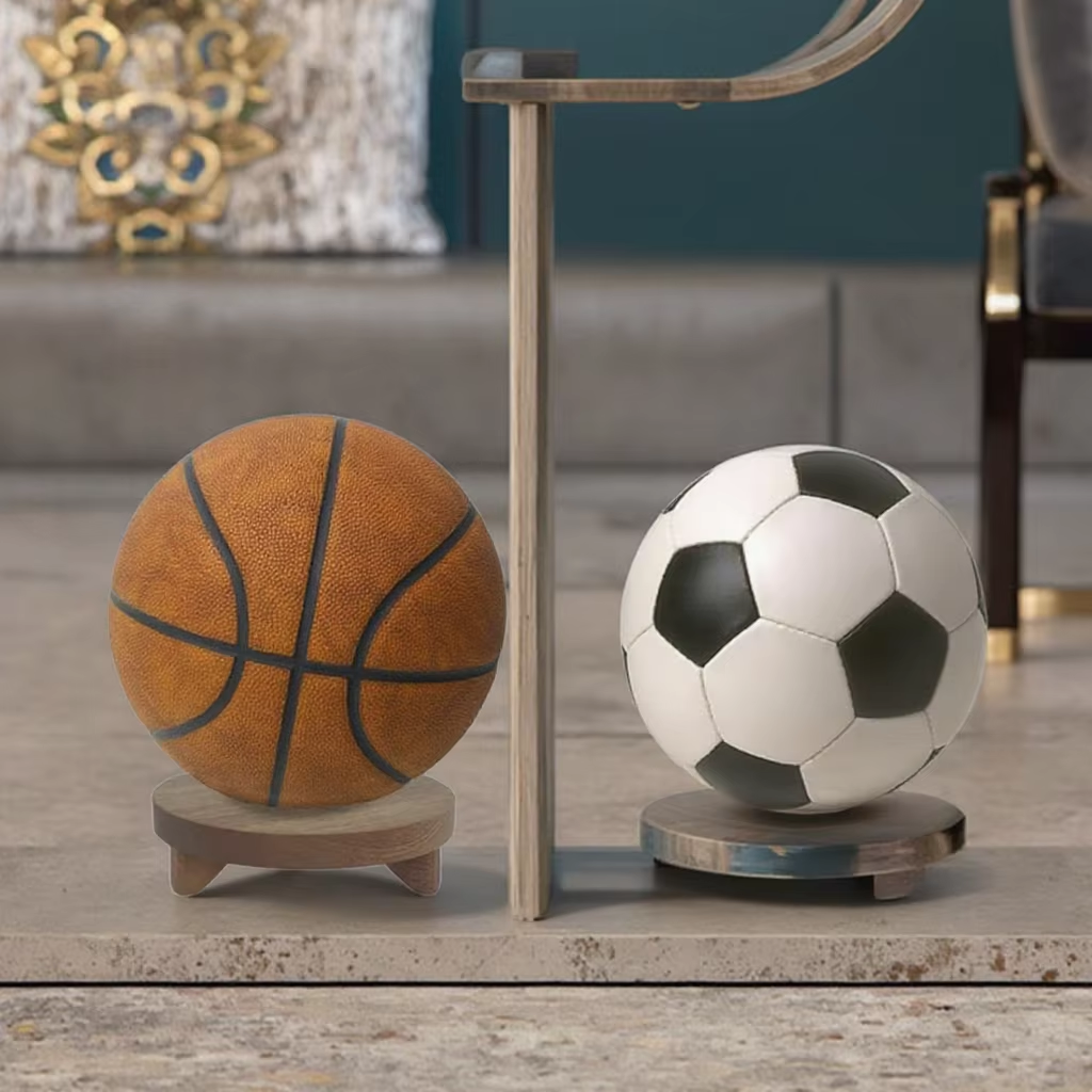 Wooden Basketball Stand Holder for Display Ball stand holder Wood display stand for basketball football crystal - Image 3
