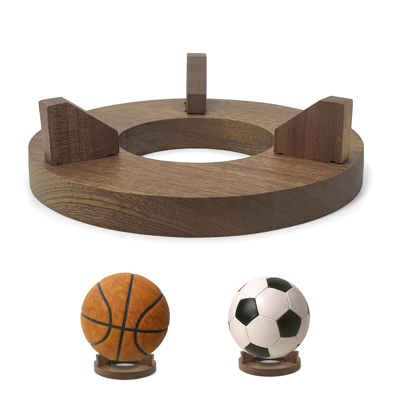 Wooden Basketball Stand Holder for Display Ball stand holder Wood display stand for basketball football crystal - Image 4