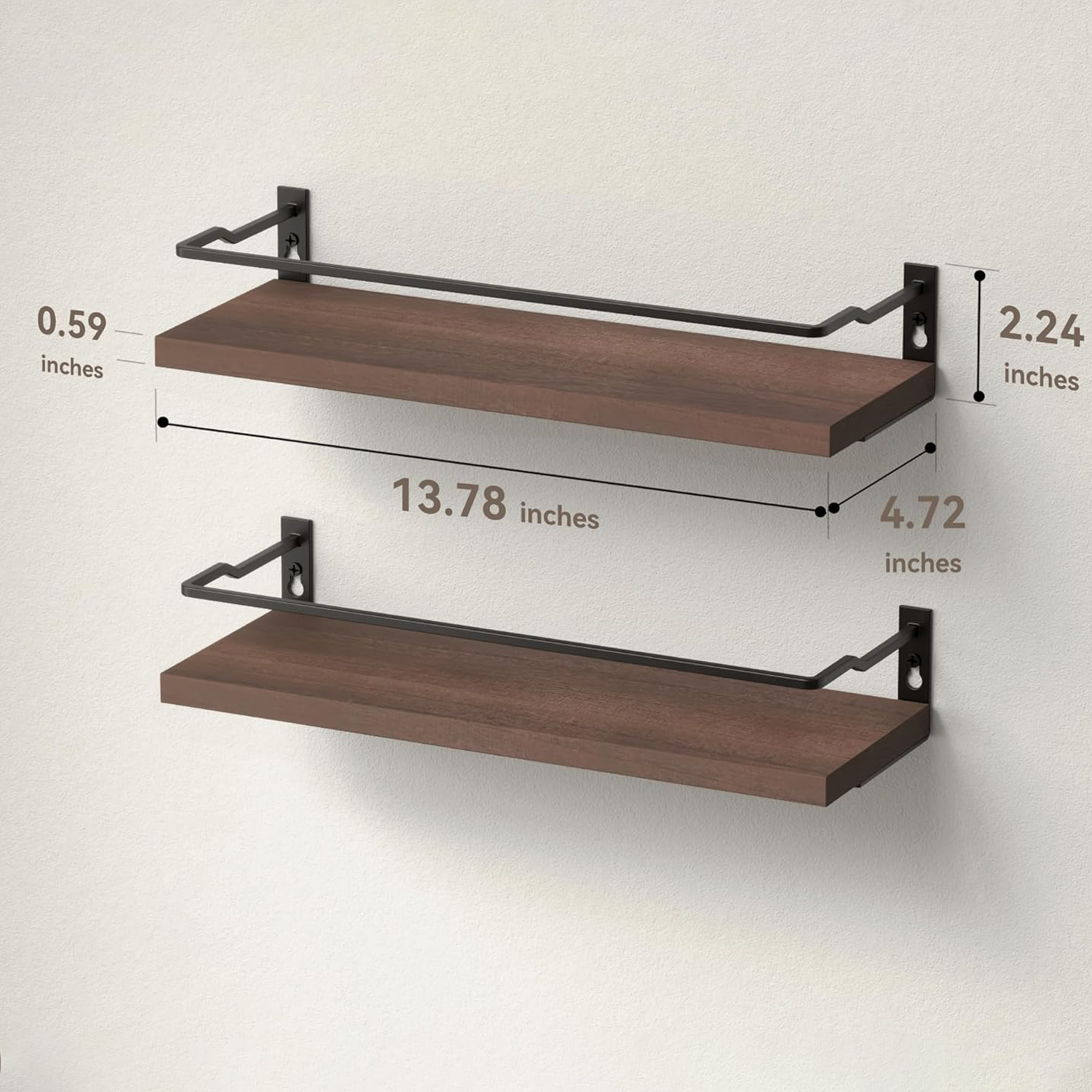 Set of 2 Rustic Wood Shelves Wall Mounted Floating Bathroom Shelves wooden wall shelves Bathroom & Living Room Decor Storage - Image 3