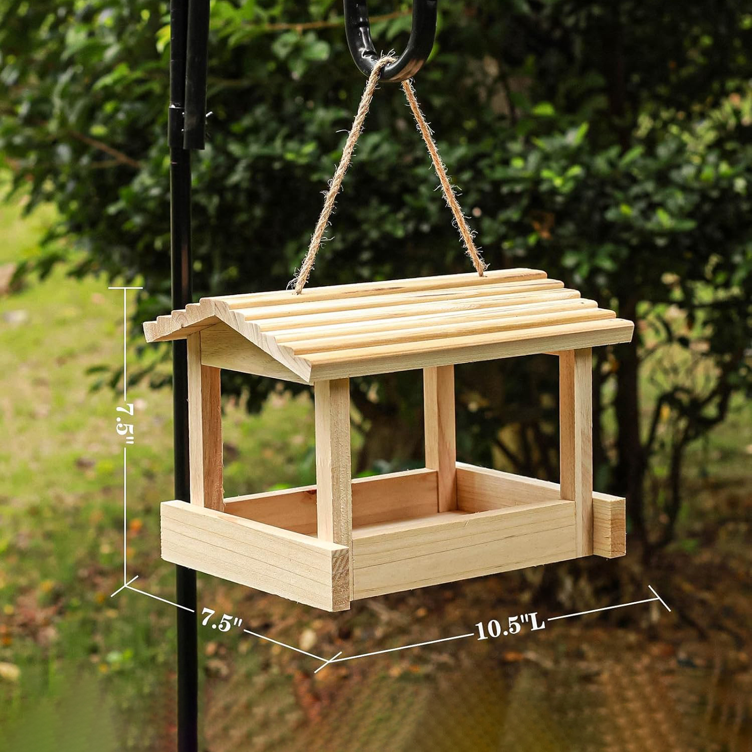 Hanging Bird Feeders for Outside Wild Bird Feeder House for Cardinals Finches Wood Platform Bird House Feeder - Image 3