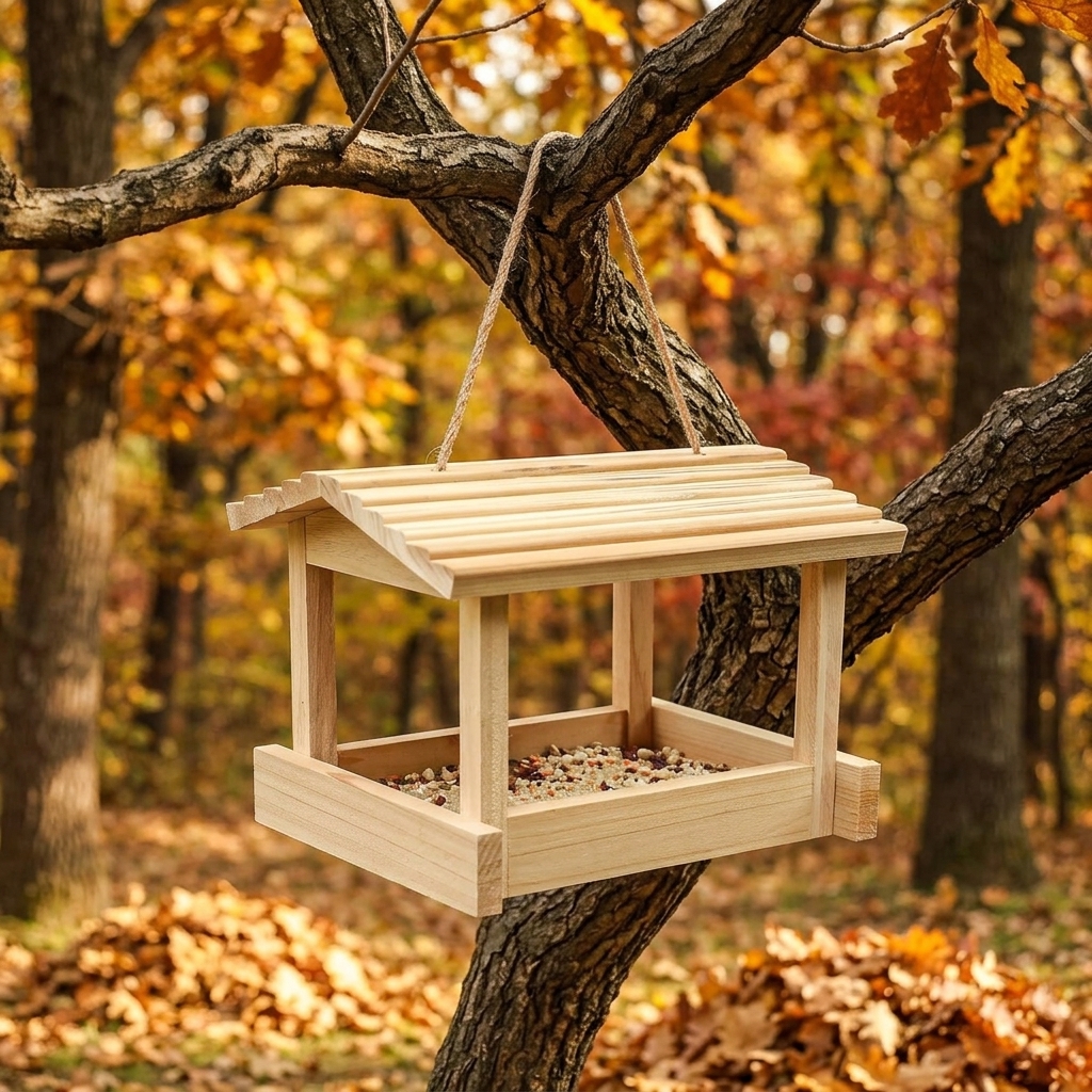 Hanging Bird Feeders for Outside Wild Bird Feeder House for Cardinals Finches Wood Platform Bird House Feeder - Image 6