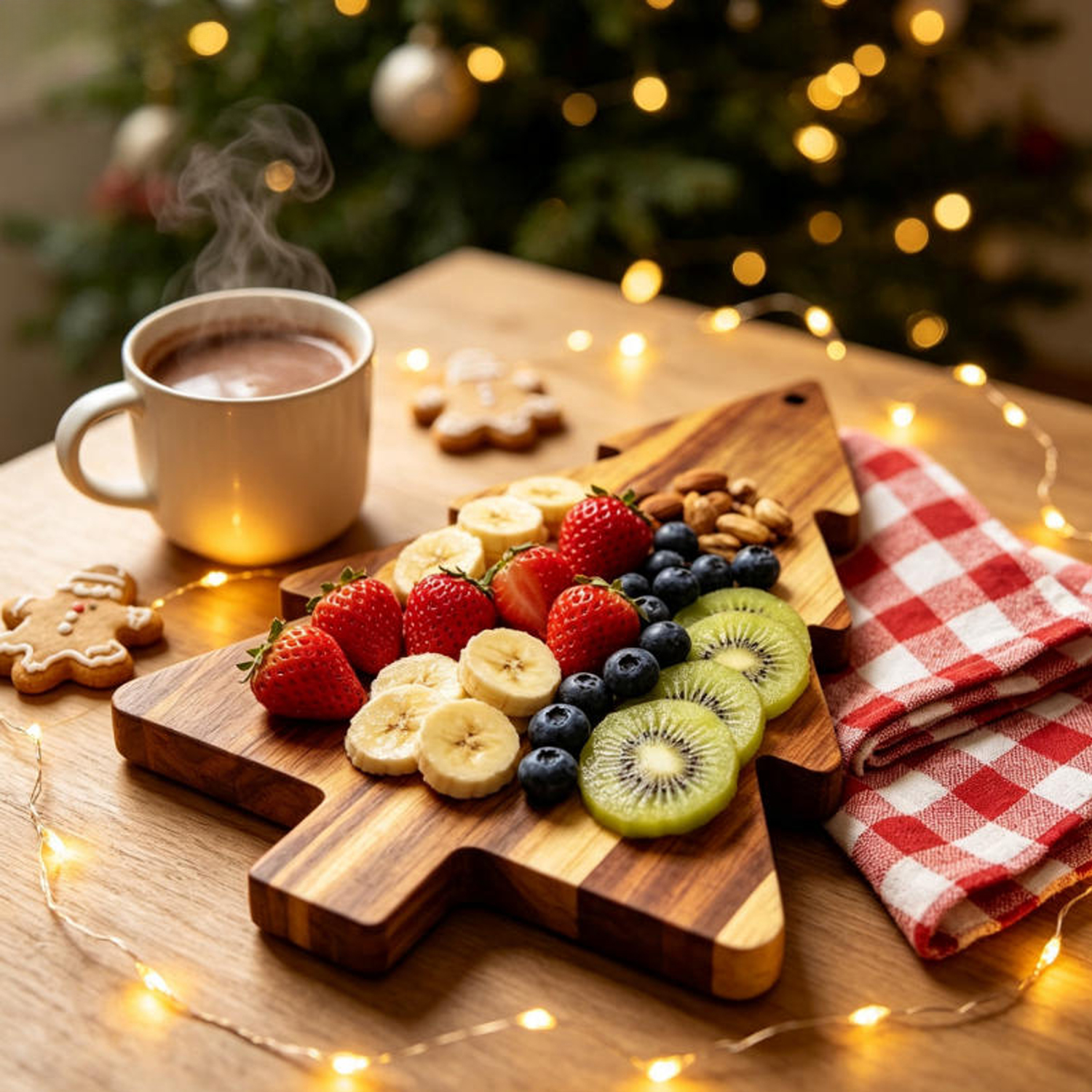 Natural Acacia Wood Christmas Tree Shaped Chopping Board Cheese Tray Serving Dish Festive Kitchen Decor Xmas Gift Set - Image 5