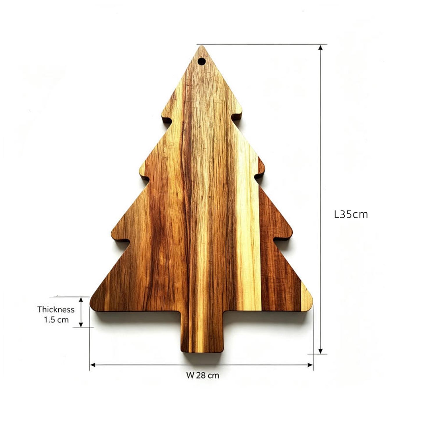 Natural Acacia Wood Christmas Tree Shaped Chopping Board Cheese Tray Serving Dish Festive Kitchen Decor Xmas Gift Set - Image 3