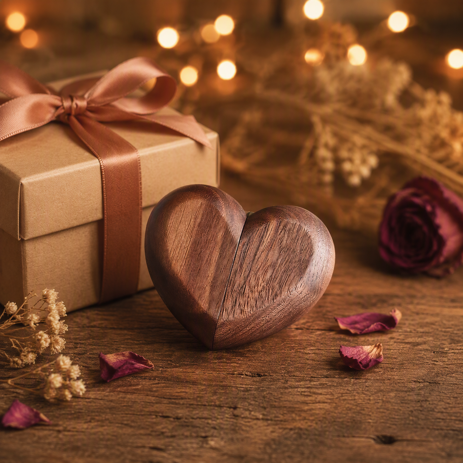 Heart-Shaped Walnut Ring Box Portable Wooden Jewelry Storage Case for Proposal Engagement Wedding Travel Keepsake Display - Image 4