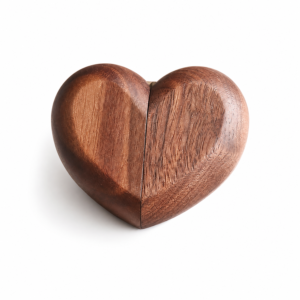 Heart-Shaped Walnut Ring Box Portable Wooden Jewelry Storage Case for Proposal Engagement Wedding Travel Keepsake Display