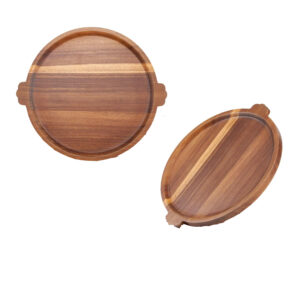Wood Charcuterie Board Acacia Wood Serving Tray with Handles Decorative Ottoman Coffee Table Tray Wooden Round Tray for Coffee Table