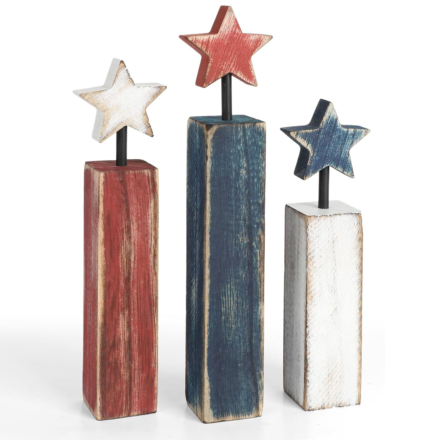 3Pcs Red White Blue Retro Tiered Wood Tray Decorations Durable Home Office Decor - Image 7