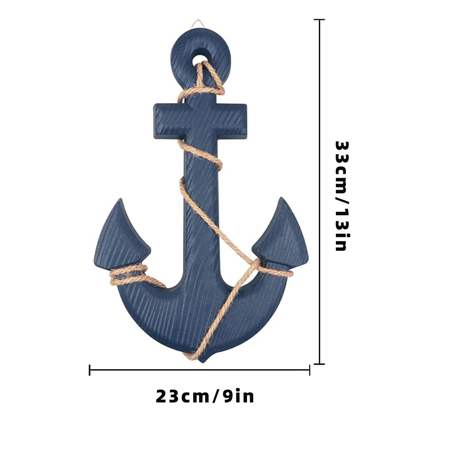 13" Wooden Angel Anchor Rope Tabletop Ornament (Blue) Multifunction Christmas Home Decoration - Image 3