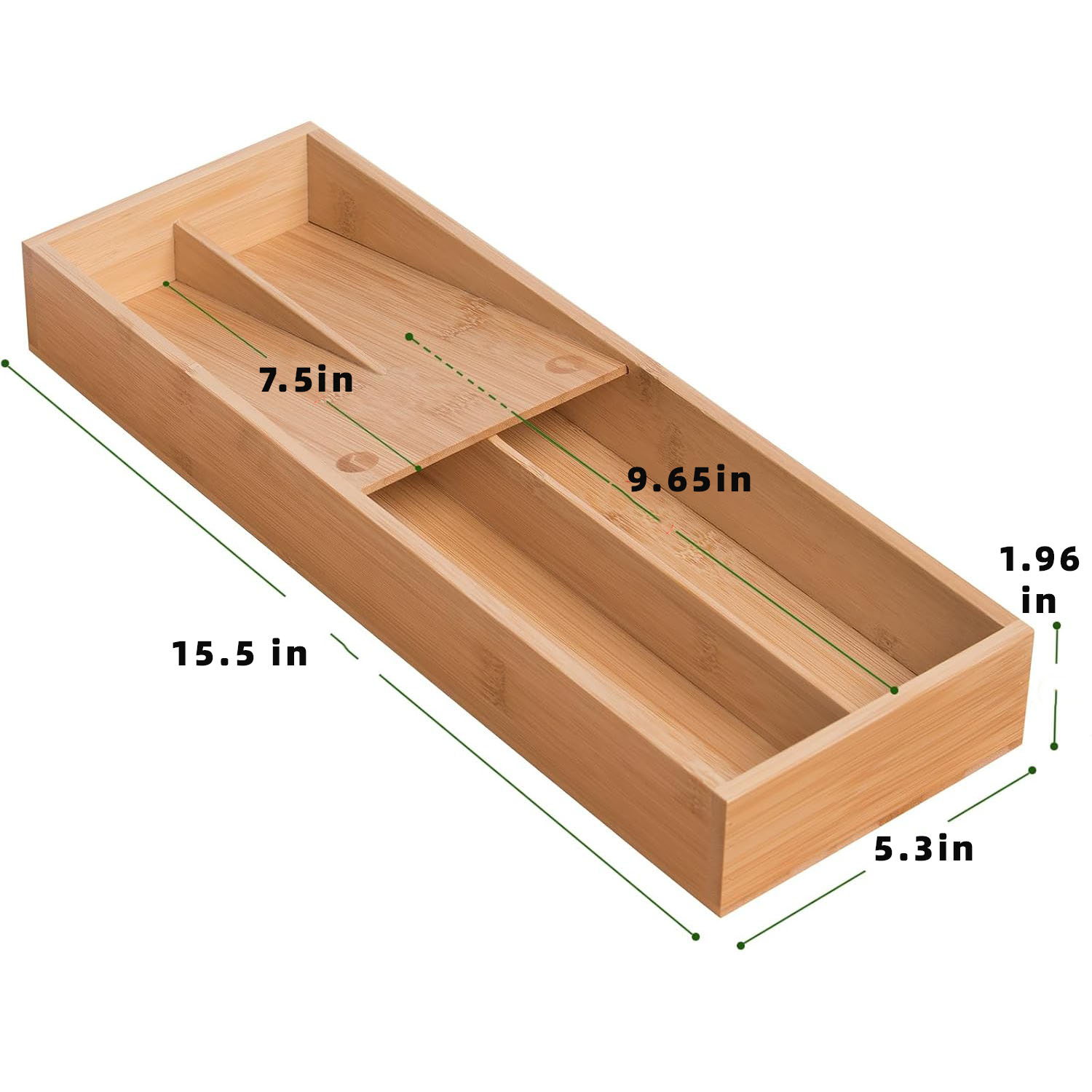 Bamboo Silverware Drawer Organizer Classic Design 3-Layer Portable Kitchen Utensil Tray Holder for Spoons Forks Knives Family - Image 7