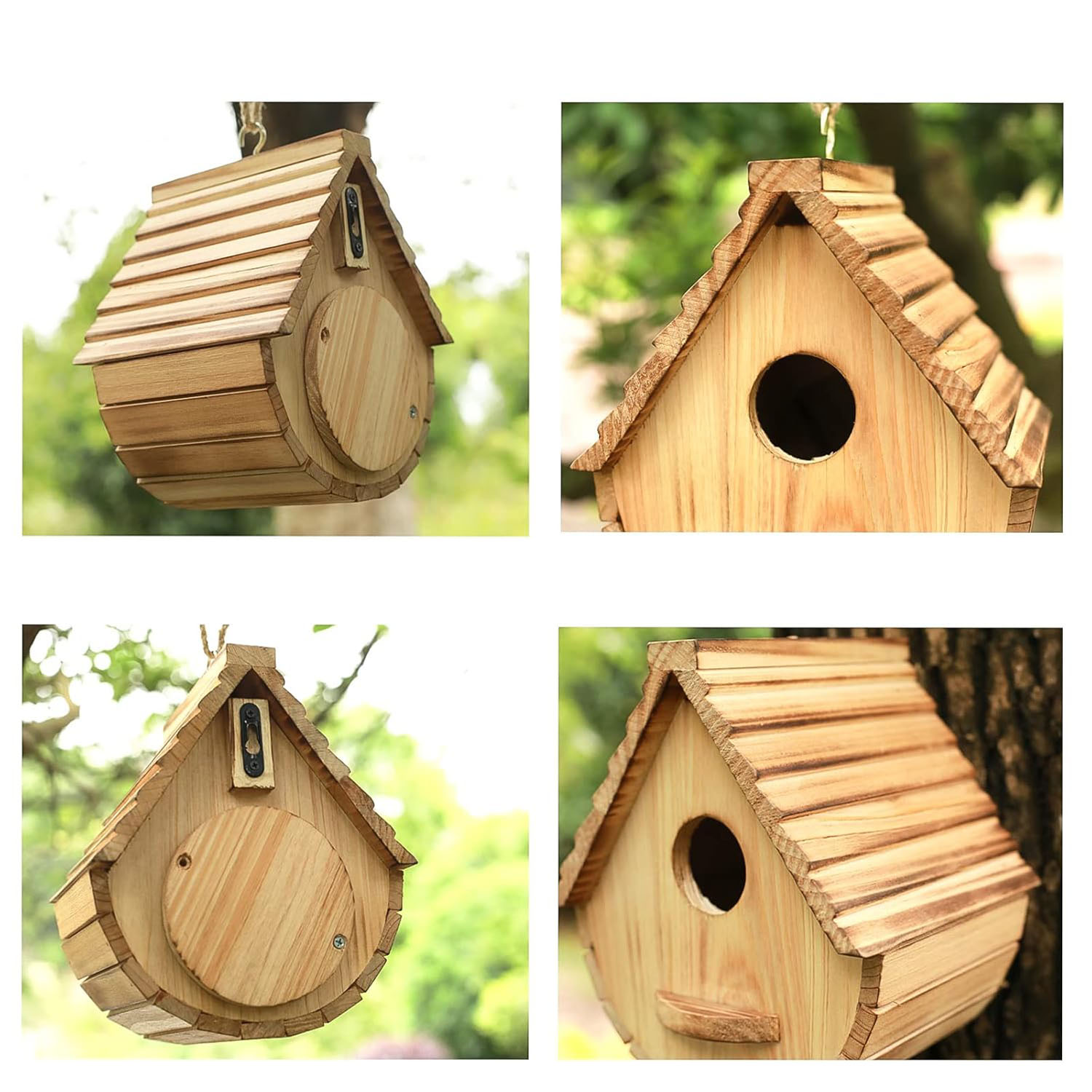 Eco-Friendly Elegant Wooden Birdhouse for Bluebird Finch Cardinals-Outdoor Hanging Garden Viewing - Image 4