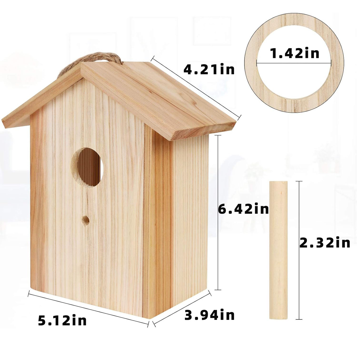 Window Bird House Strong Suction Cup Upgraded Eco-Friendly Silk Screen Printed Wooden Bird Nesting Box Bluebird Finch Chickadee - Image 7