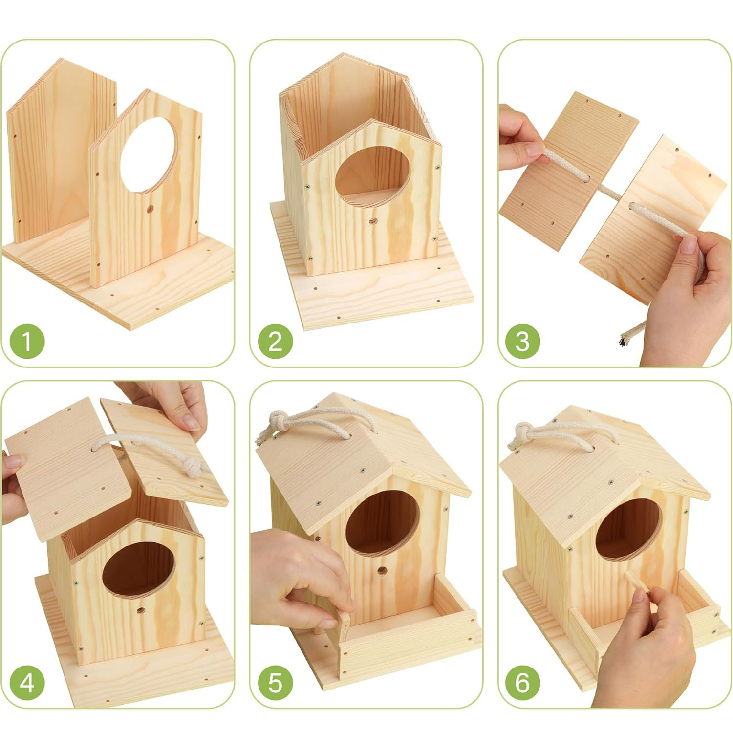 Eco-Friendly 2-Pack DIY Wooden Birdhouse Kit for Kids Includes Paint & Brushes Arts & Crafts Building & Painting Kit - Image 3