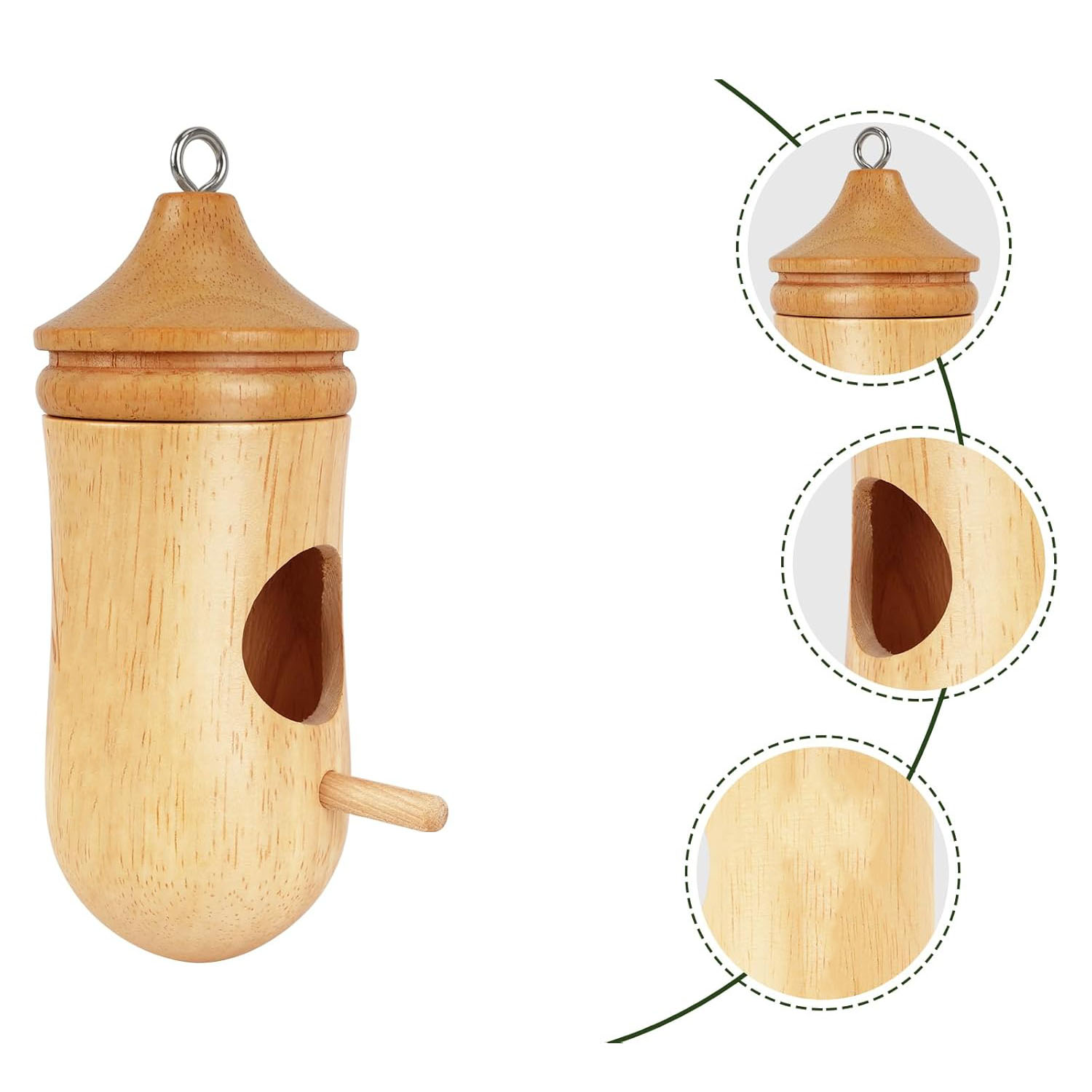 Hummingbird House Small Wooden Hummingbird Bird House Eco-Friendly Elegant Bow String Cute Gardening Gift for Home Decoration - Image 6