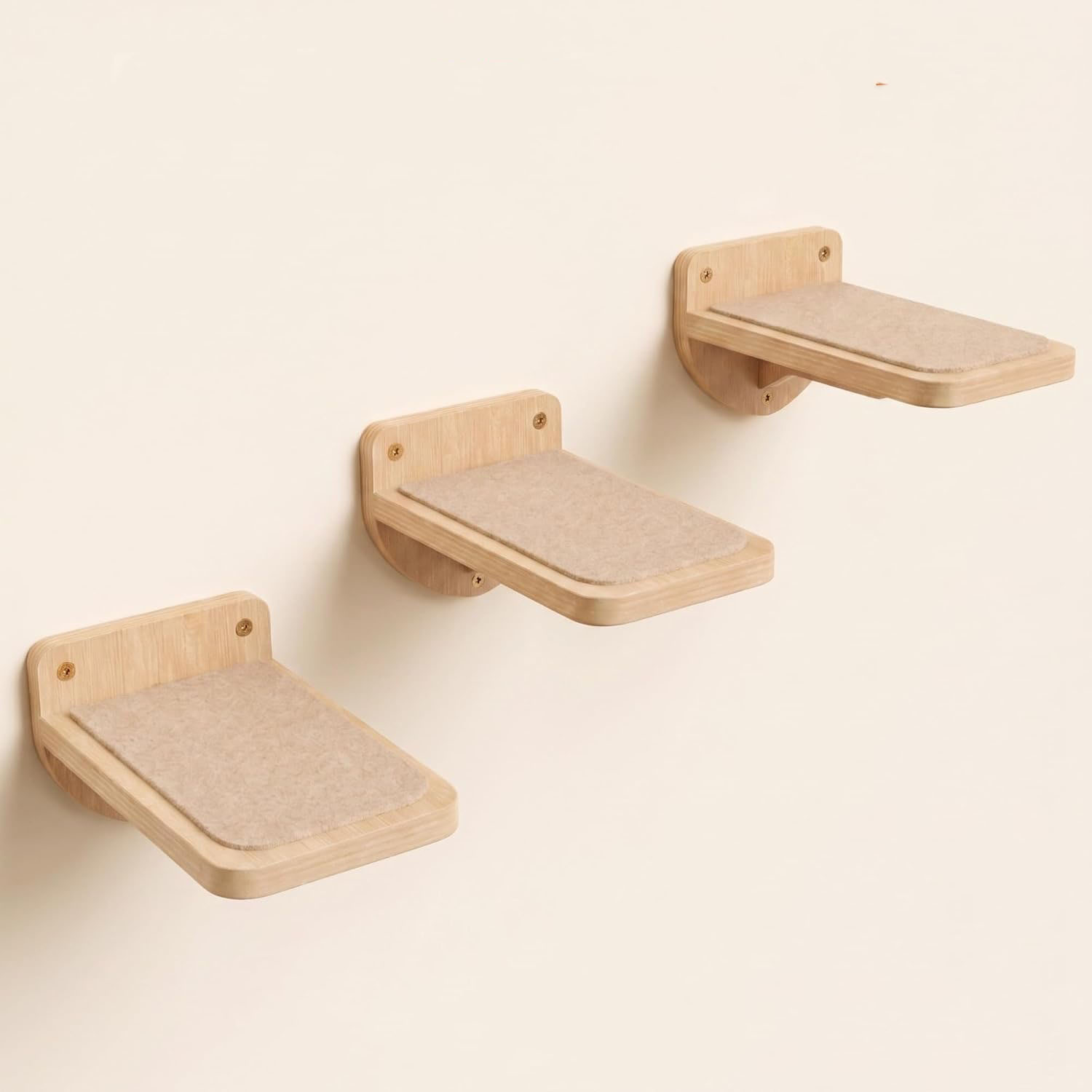 Cat Wall Stairs Natural Wood Sport Style Portable Set 3 Wall Steps Floating Steps Climbing Playing for Adult Cats - Image 3