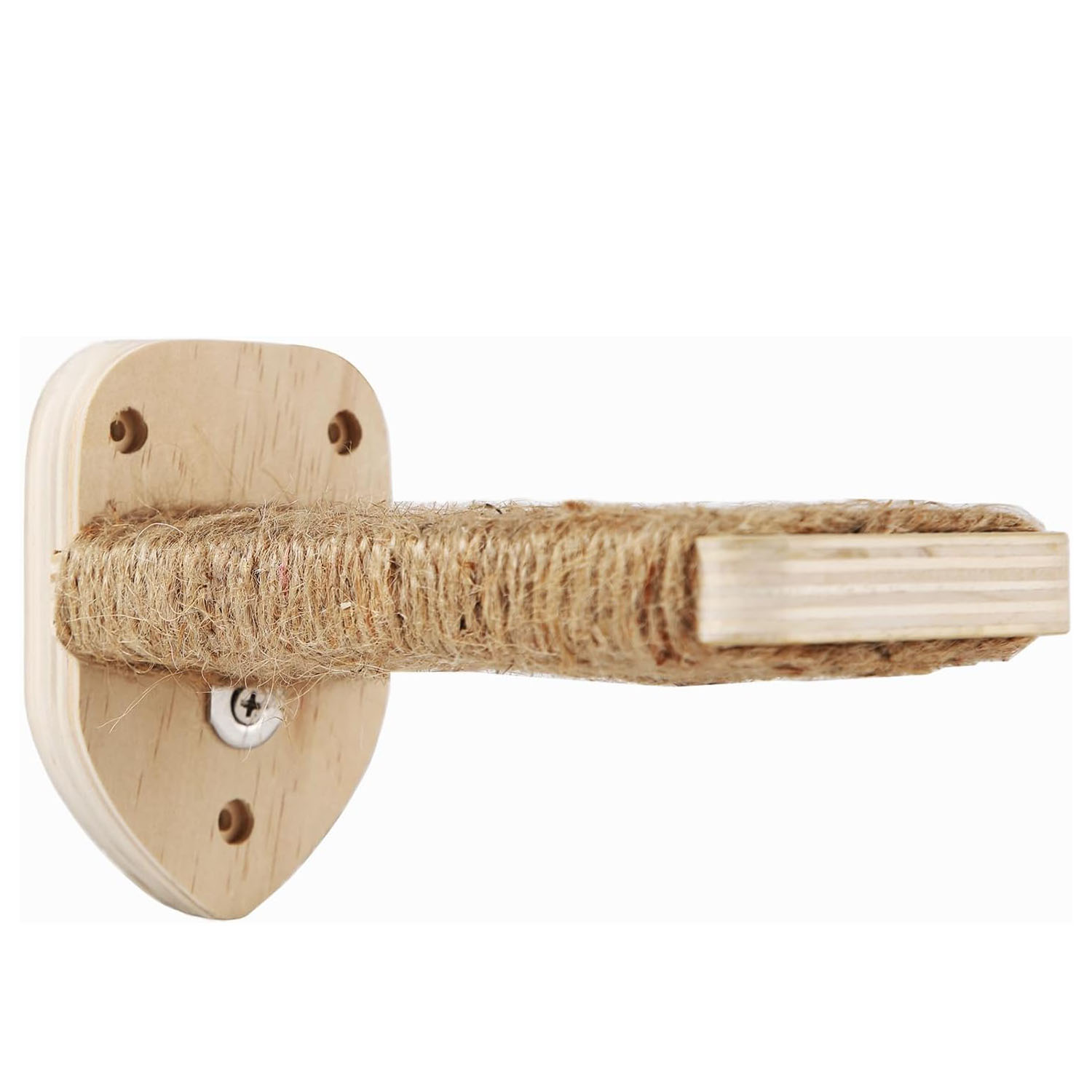 3-in-1 Sport Style Portable Cat Climbing Wall Steps with Hemp Rope Shelves Perches Scratching Pads (Wood) - Image 3