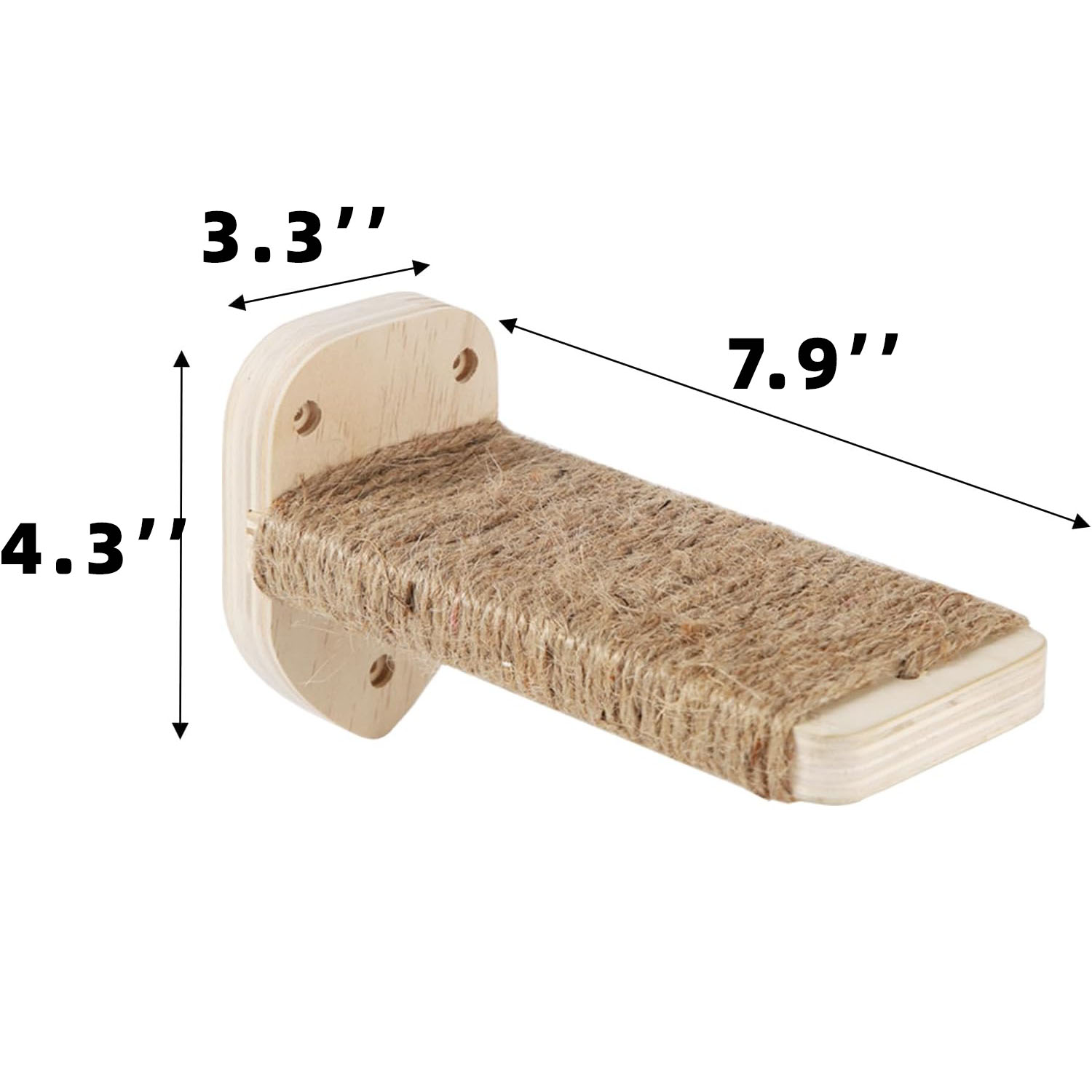 3-in-1 Sport Style Portable Cat Climbing Wall Steps with Hemp Rope Shelves Perches Scratching Pads (Wood) - Image 7