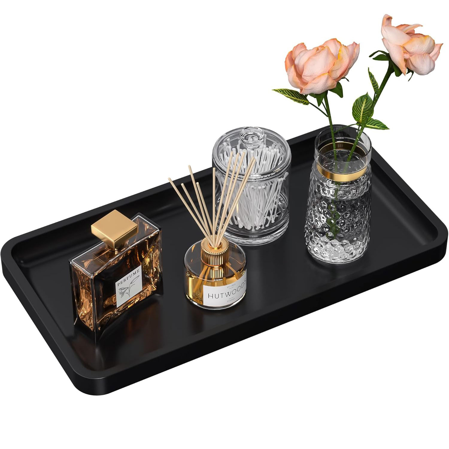 Bathroom Vanity Wood Organizer Tray Multifunction Foldable American Style Home Decoration 11.81 L X 6.1 W X 0.79 H
