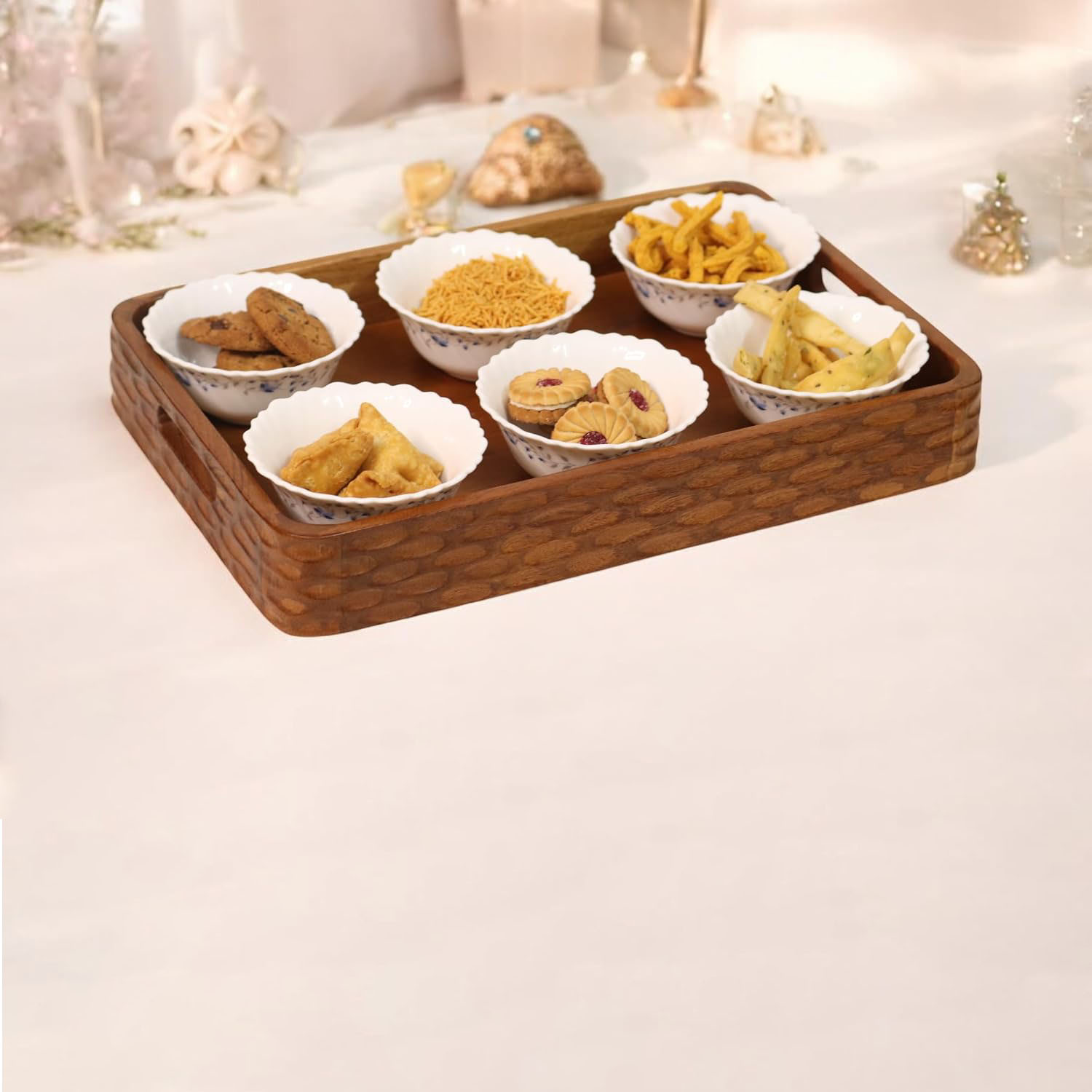 Acacia Wood Tray Shandong | Premium American Style Foldable Multifunction Storage Tray | 38x25x5cm | Handcrafted - Image 5
