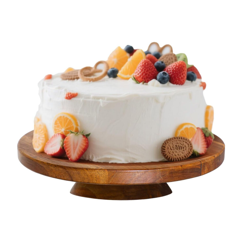 Modern Eco-Friendly Acacia Wood Cake Stand for Wedding Birthday Wooden Bowls for Appetizers and Desserts (12 Inch)