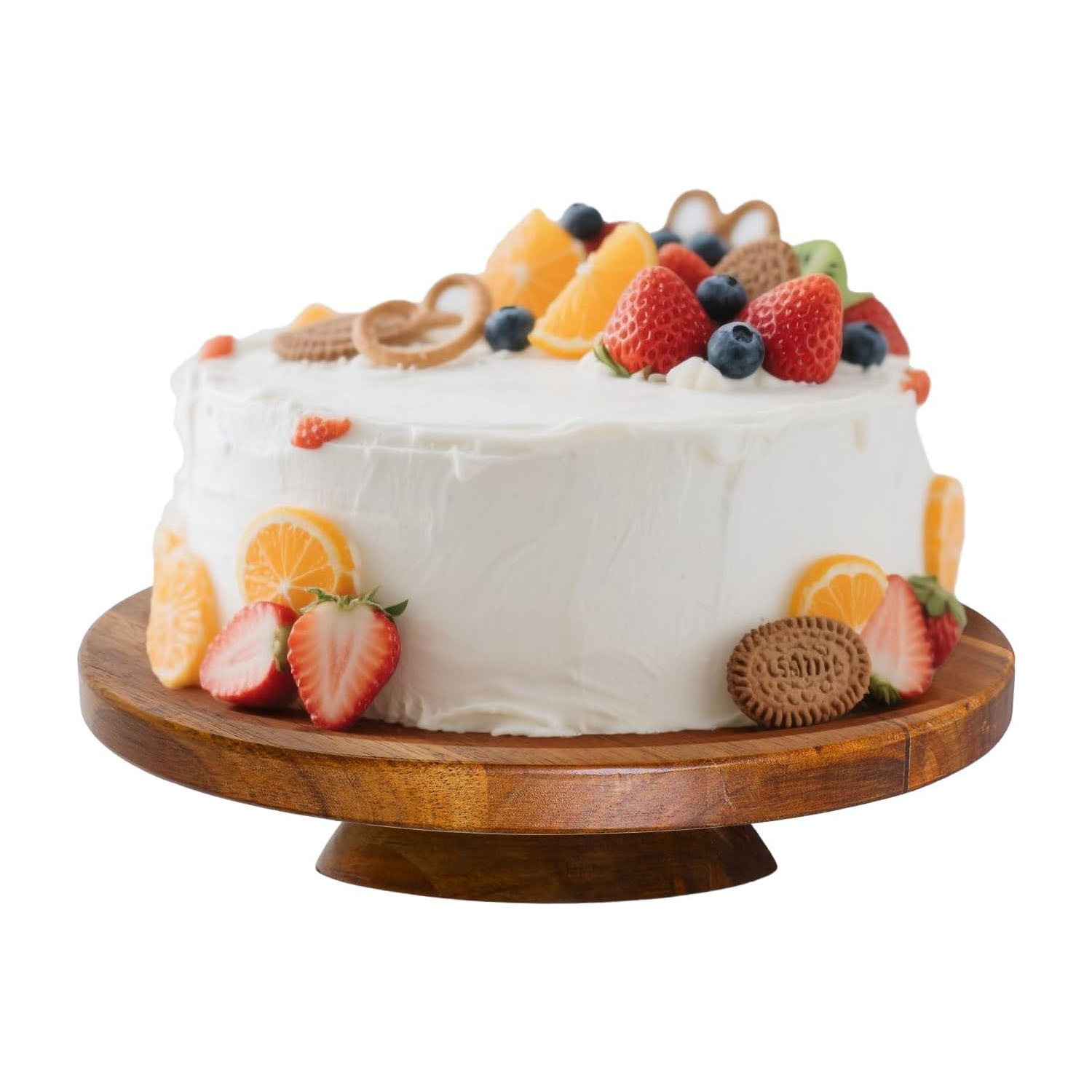 Modern Eco-Friendly Acacia Wood Cake Stand for Wedding Birthday Wooden Bowls for Appetizers and Desserts (12 Inch)