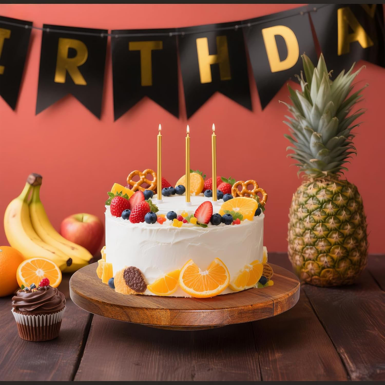 Modern Eco-Friendly Acacia Wood Cake Stand for Wedding Birthday Wooden Bowls for Appetizers and Desserts (12 Inch) - Image 3