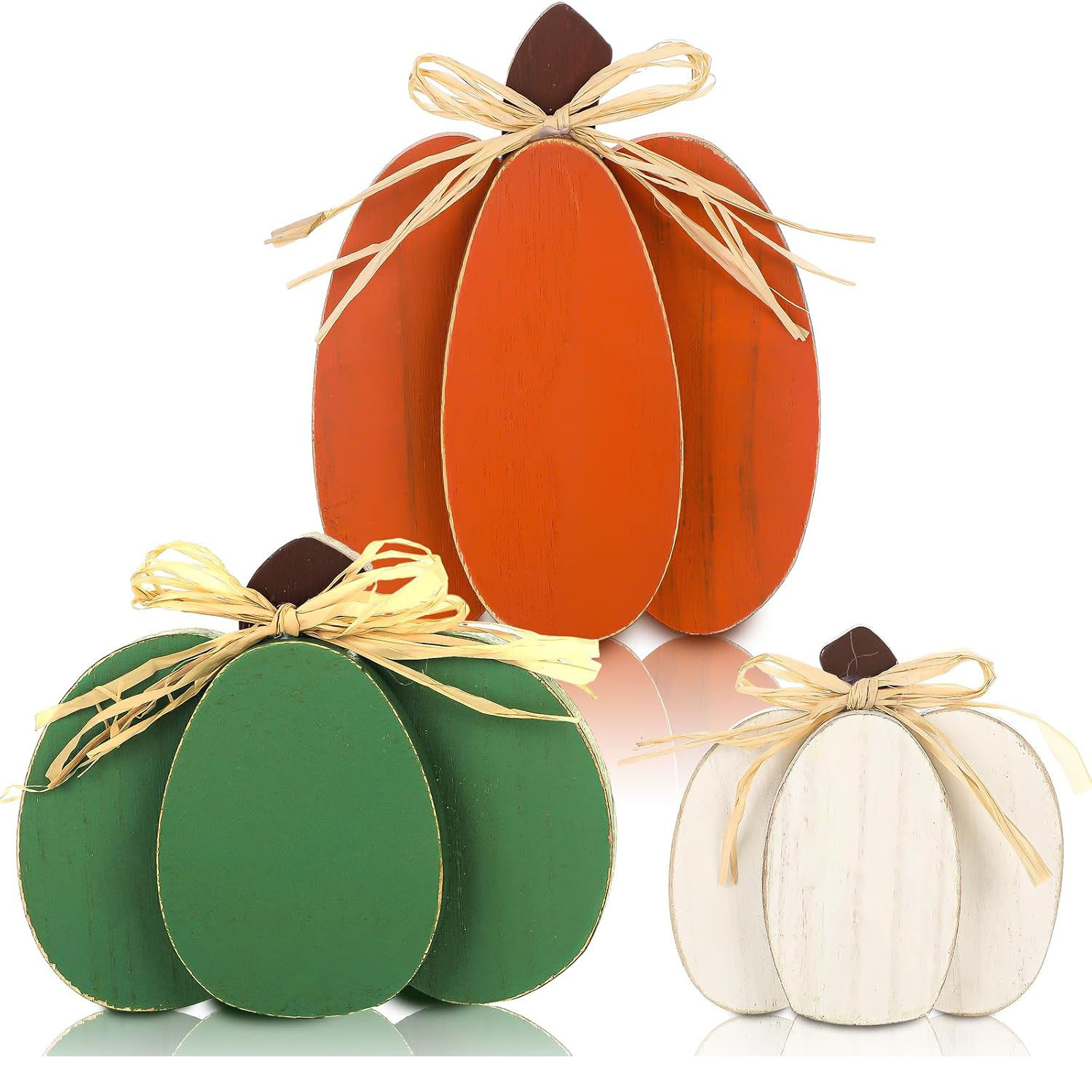 3 Pcs Art Deco Pumpkin Wooden Signs 3D Tabletop Decor Eco-Friendly Living Room Centerpieces Warm Color - Image 3