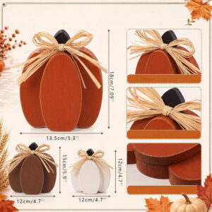 3 Pcs Art Deco Pumpkin Wooden Signs 3D Tabletop Decor Eco-Friendly Living Room Centerpieces Warm Color