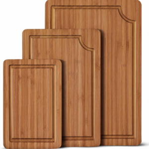 Bamboo Wood Cutting Board Set Deep Juice Groove Side Handles Butcher Block Charcuterie Board Meat Meal Prep Kitchen