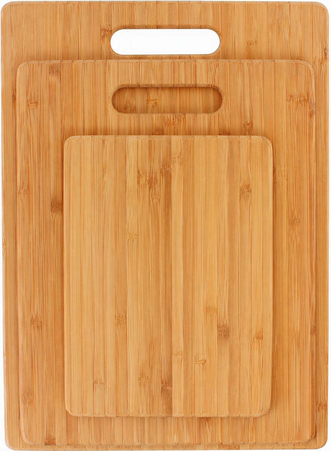 Bamboo Cutting Board Set 3 Wooden Boards Kitchen Knife Friendly Food Grade 1.5cm Thick Lightweight Hanging Hole - Image 2