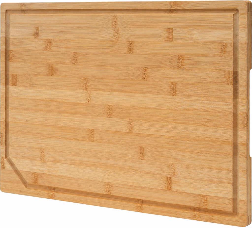 17"11" Bamboo Cutting Boards Kitchen Knife-Friendly Food Grade 1.5cm Thick Reversible Natural Deep Juice Groove Chopping